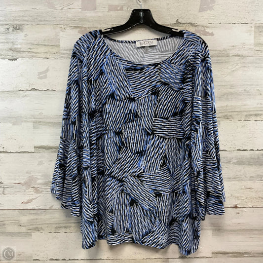 Top Long Sleeve Basic By Kasper In Blue, Size: 3x