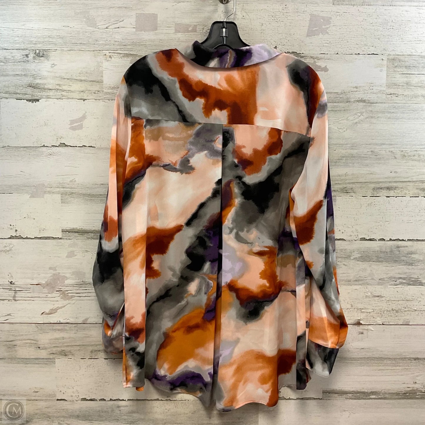 Blouse Long Sleeve By Investments In Brown, Size: 1x