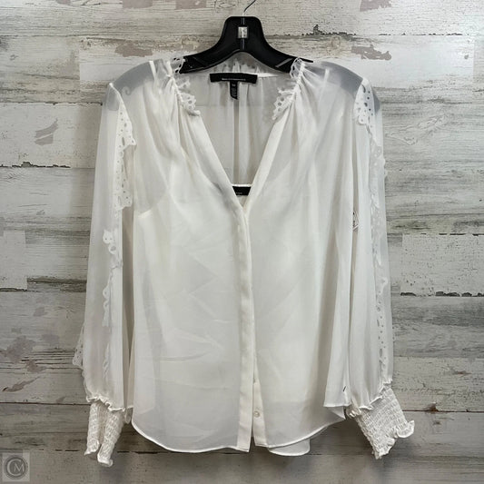 Blouse Long Sleeve By White House Black Market In White, Size: Xs