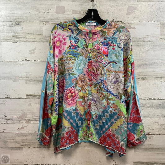 Blouse Long Sleeve By Johnny Was In Green & Red, Size: M