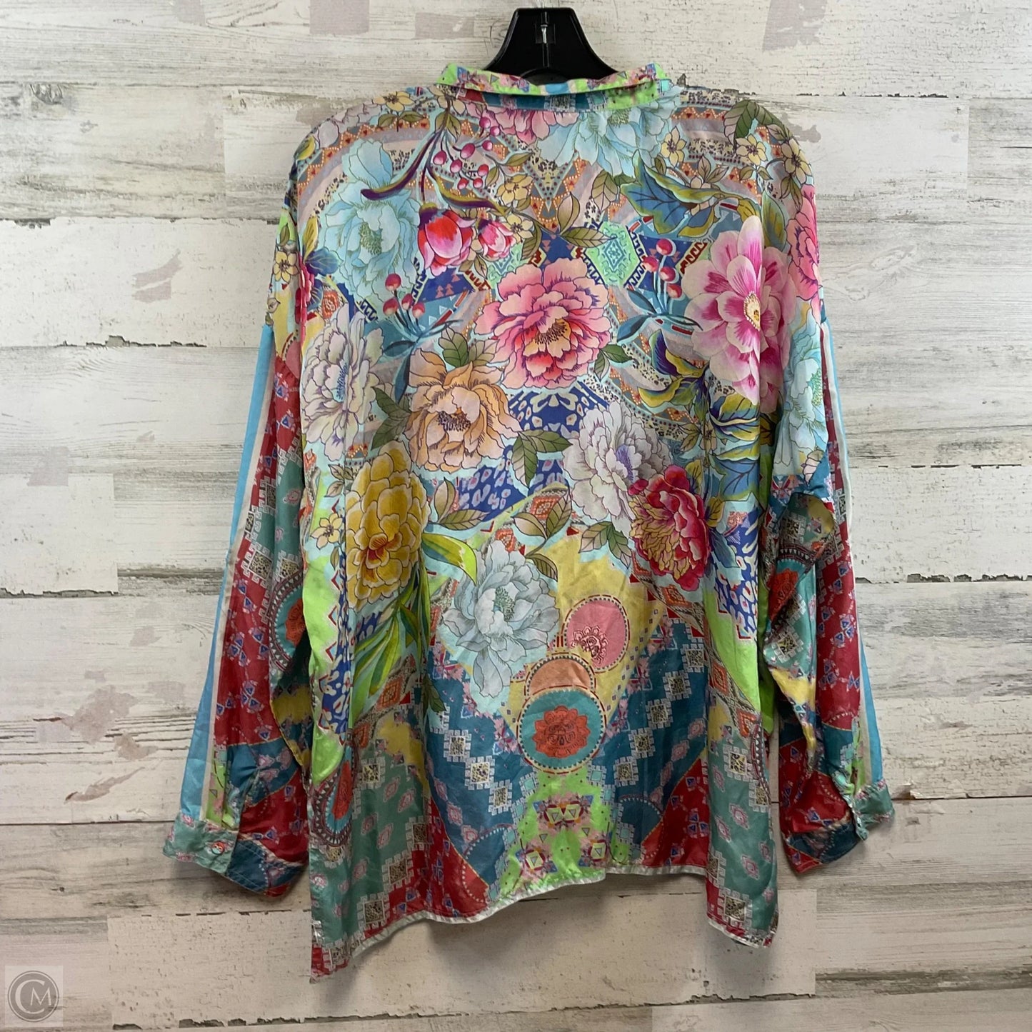 Blouse Long Sleeve By Johnny Was In Green & Red, Size: M