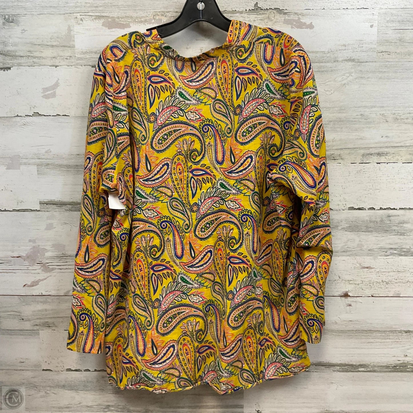 Blouse Long Sleeve By Lauren By Ralph Lauren In Yellow, Size: 1x