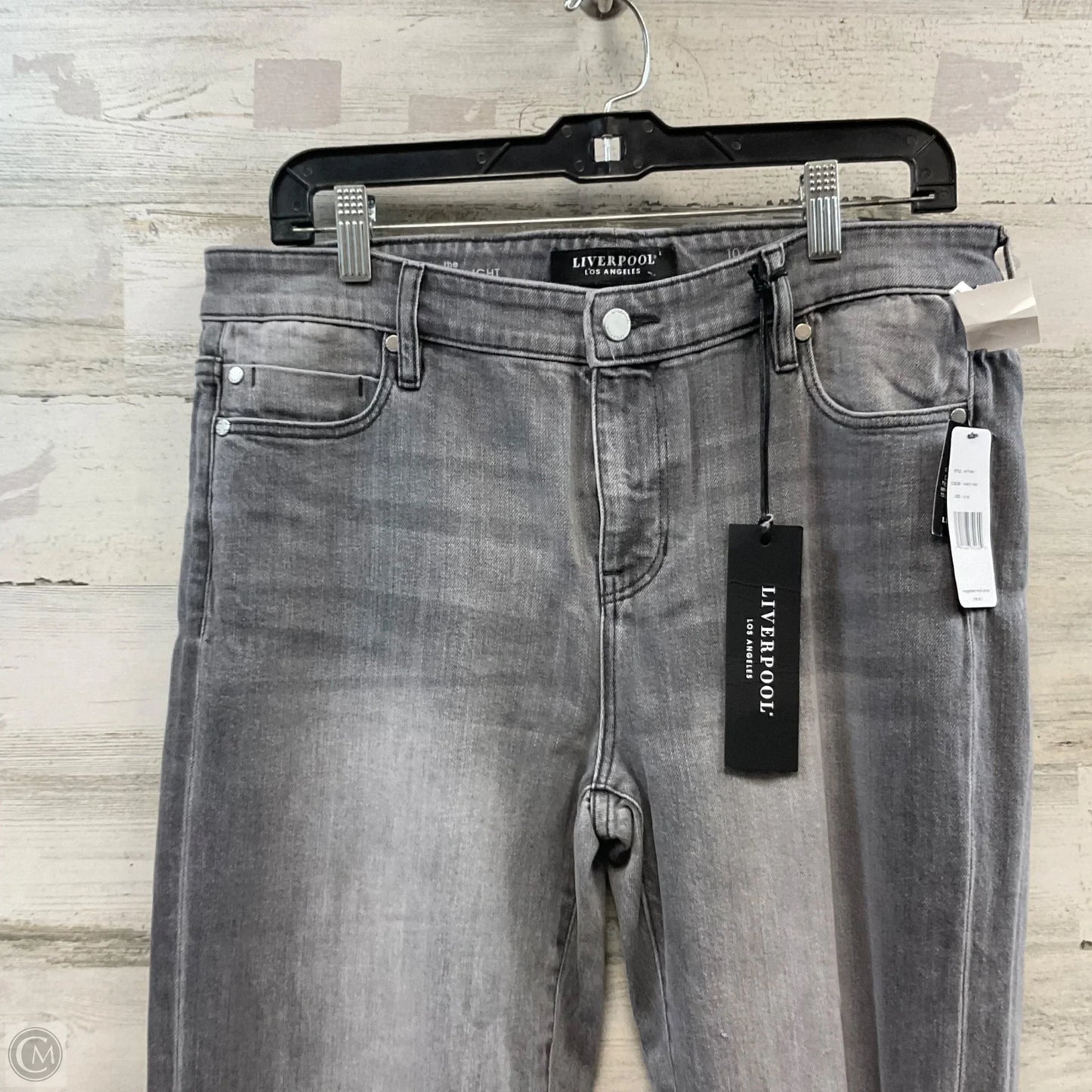 Jeans Straight By Liverpool In Grey Denim, Size: 10