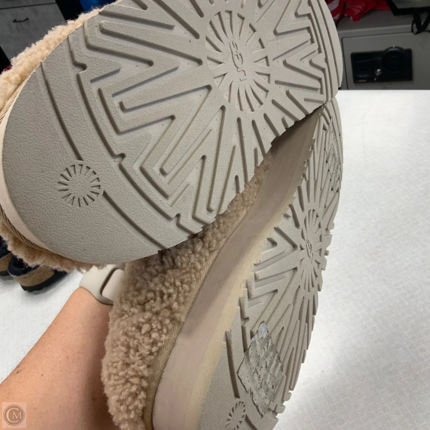 Slippers Designer By Ugg In Brown, Size: 10