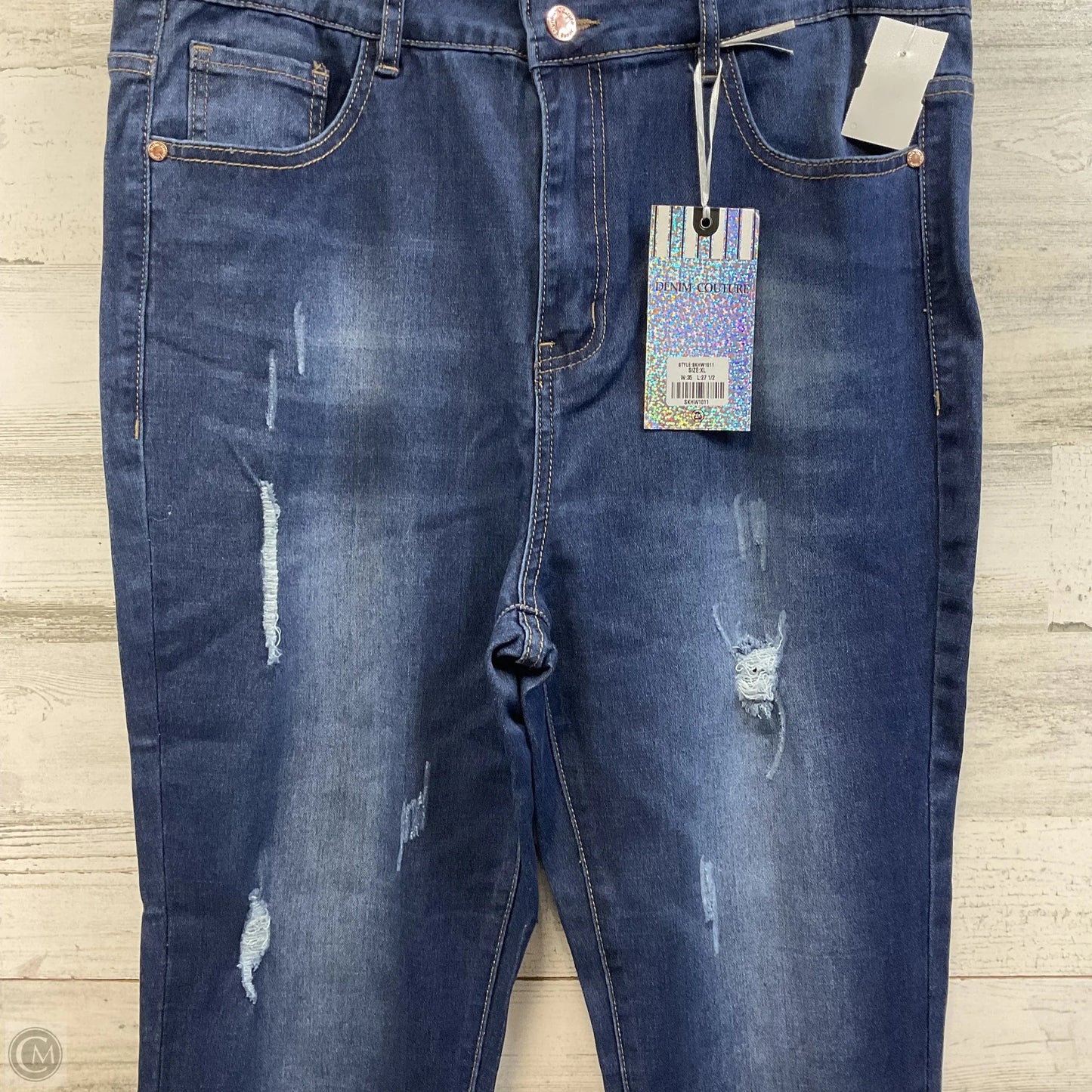 Jeans Straight By Denim Couture In Blue Denim, Size: Xl