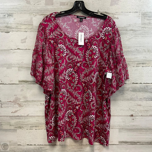 Top Short Sleeve By Roz And Ali In Pink, Size: 2x