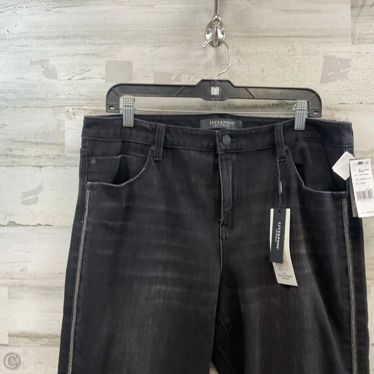 Jeans Straight By Liverpool In Black Denim, Size: 14