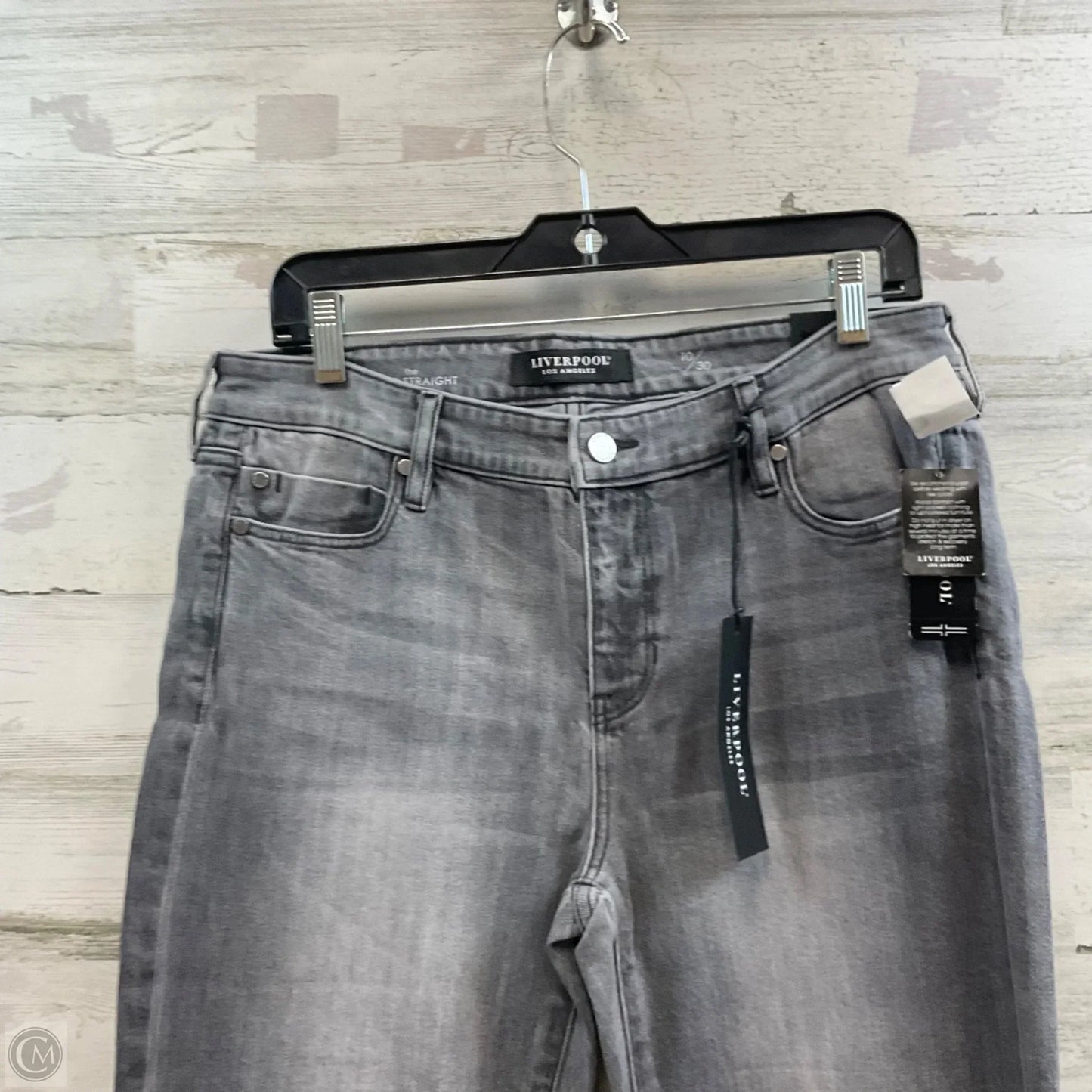 Jeans Straight By Liverpool In Black Denim, Size: 10