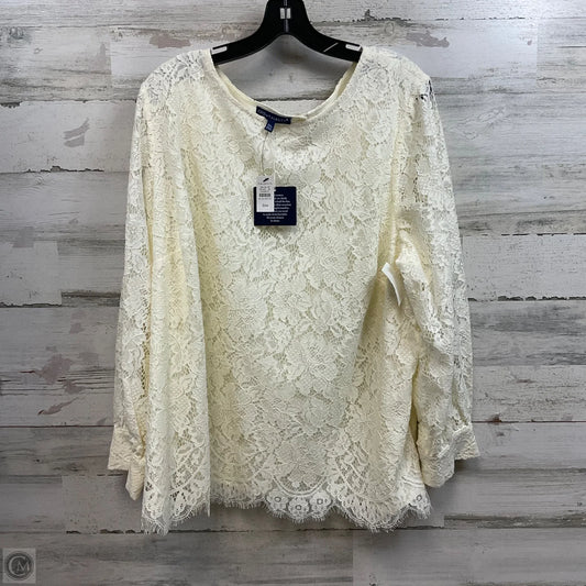 Top Long Sleeve By Talbots In Cream, Size: 3x Petite