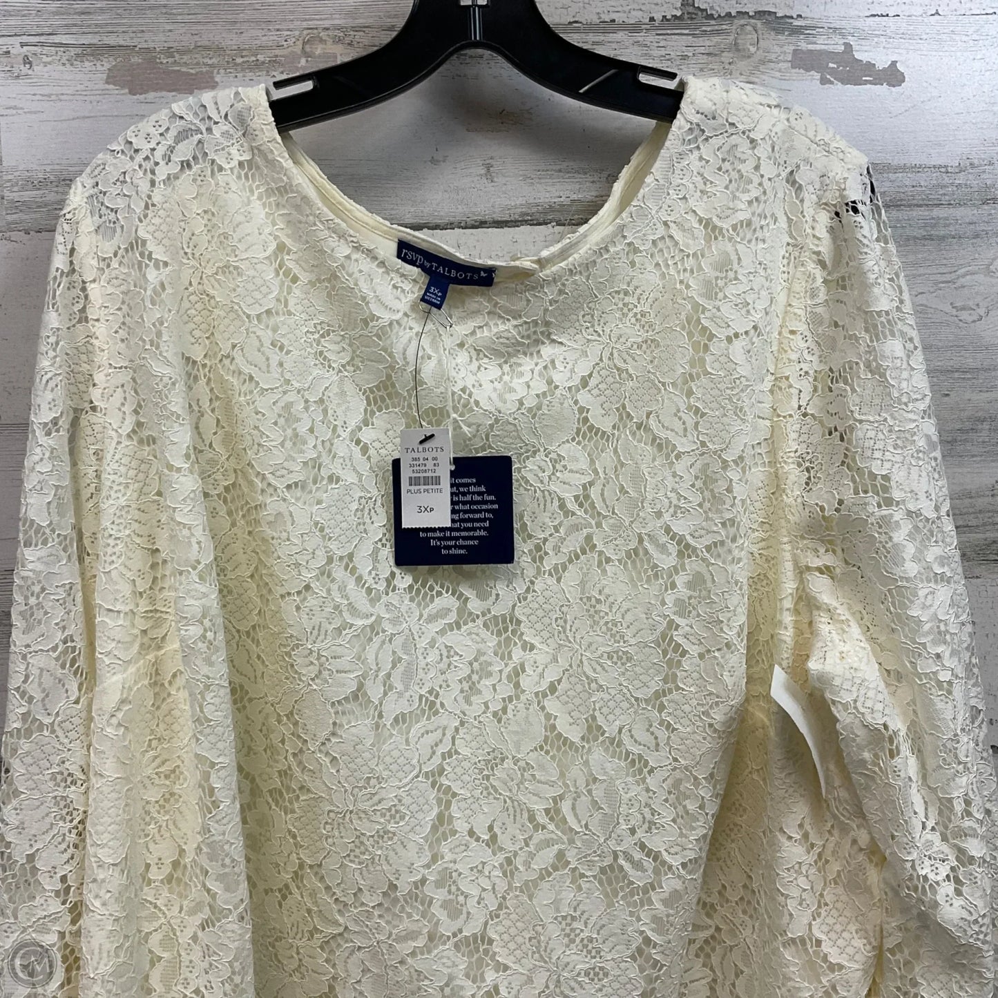Top Long Sleeve By Talbots In Cream, Size: 3x Petite