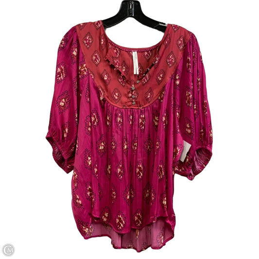 Top Short Sleeve By Anthropologie In Pink, Size: XL