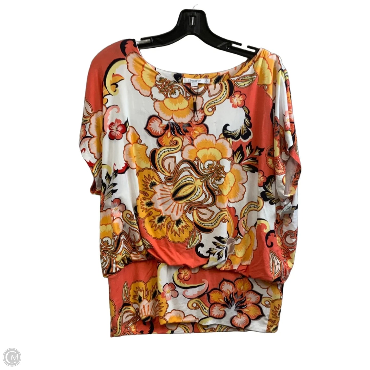 Top Short Sleeve By Chicos In Orange, Size: L