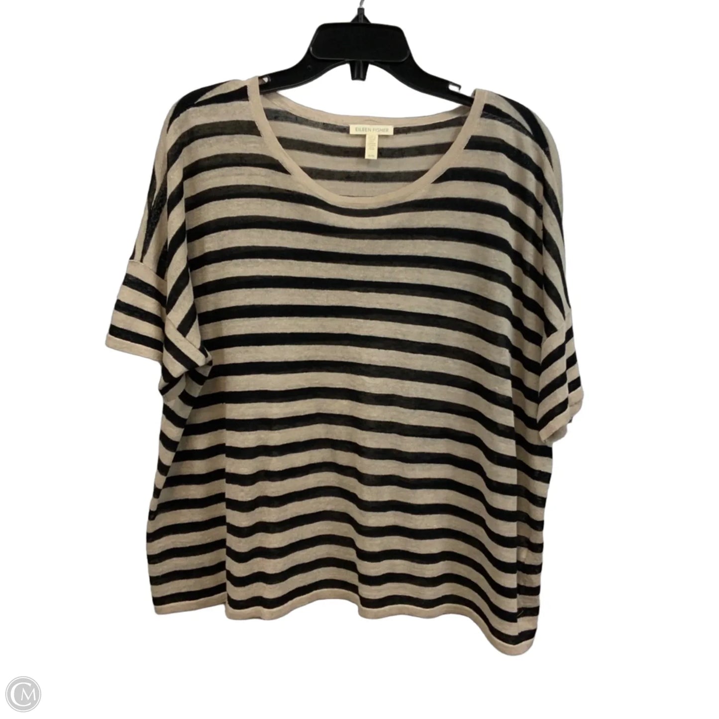 Top Short Sleeve By Eileen Fisher In Black & Tan, Size: M