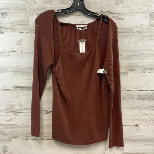 Top Long Sleeve By Anthropologie In Brown, Size: Xl