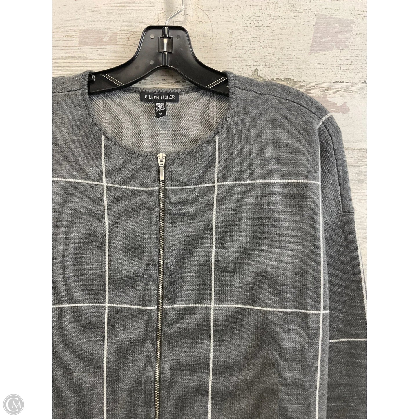 Sweater Cardigan By Eileen Fisher In Grey, Size: S
