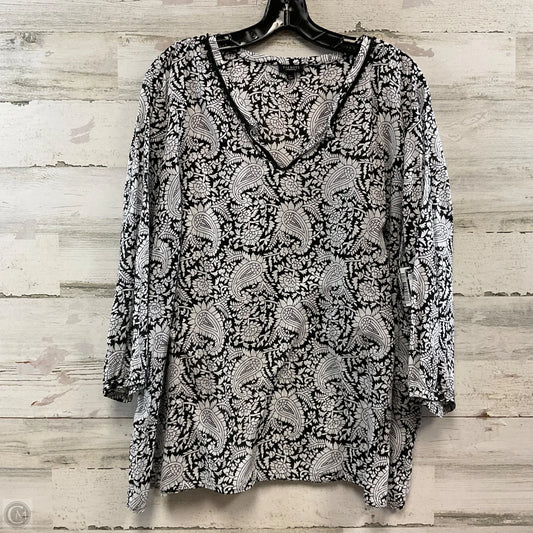 Top Long Sleeve By Talbots In Black & White, Size: 3x