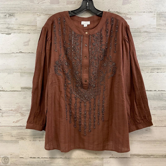 Blouse Long Sleeve By J. Jill In Brown, Size: 3x