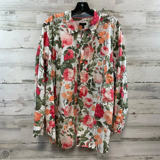 Blouse Long Sleeve By Talbots In Orange & Pink, Size: 3x