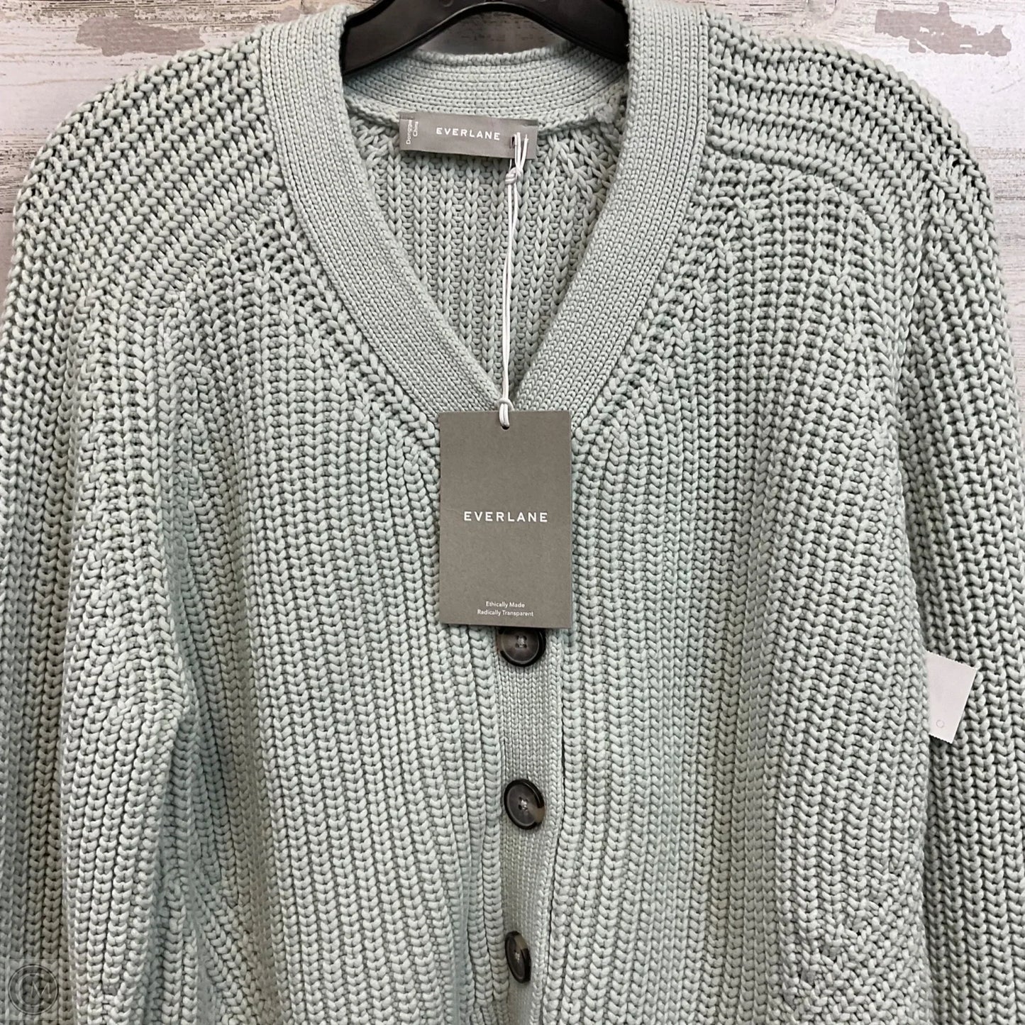 Sweater Cardigan By Everlane In Green, Size: L