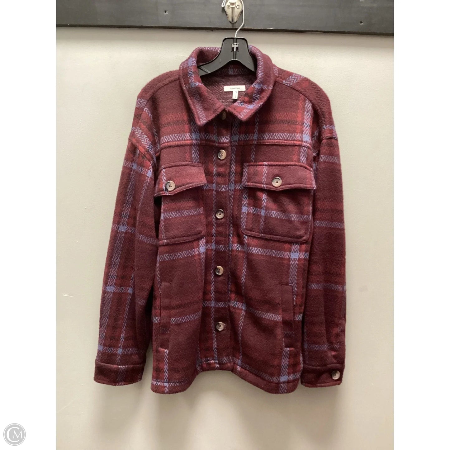 Jacket Shirt By Maurices In Maroon, Size: L