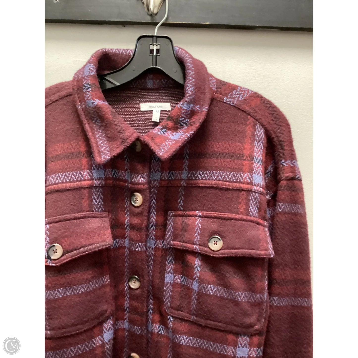 Jacket Shirt By Maurices In Maroon, Size: L