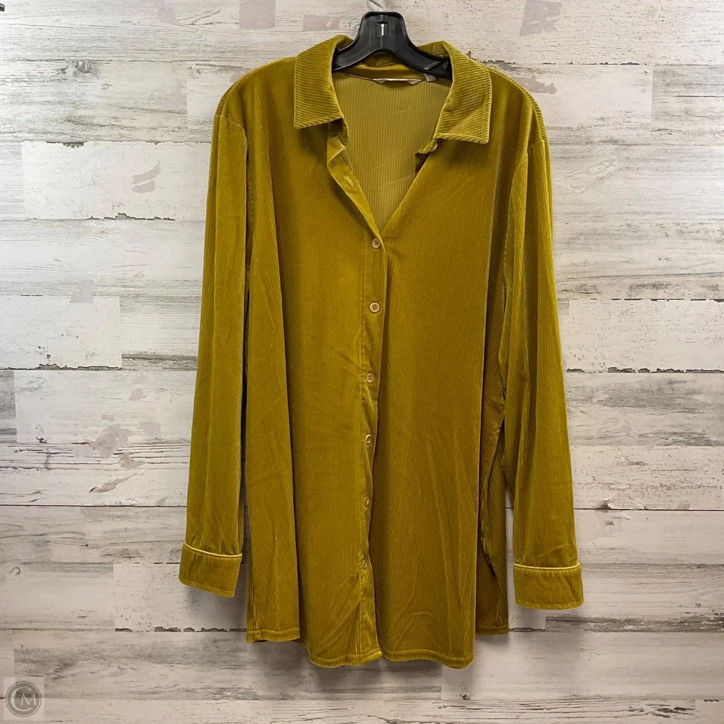 Blouse Long Sleeve By Soft Surroundings In Chartreuse, Size: 1x