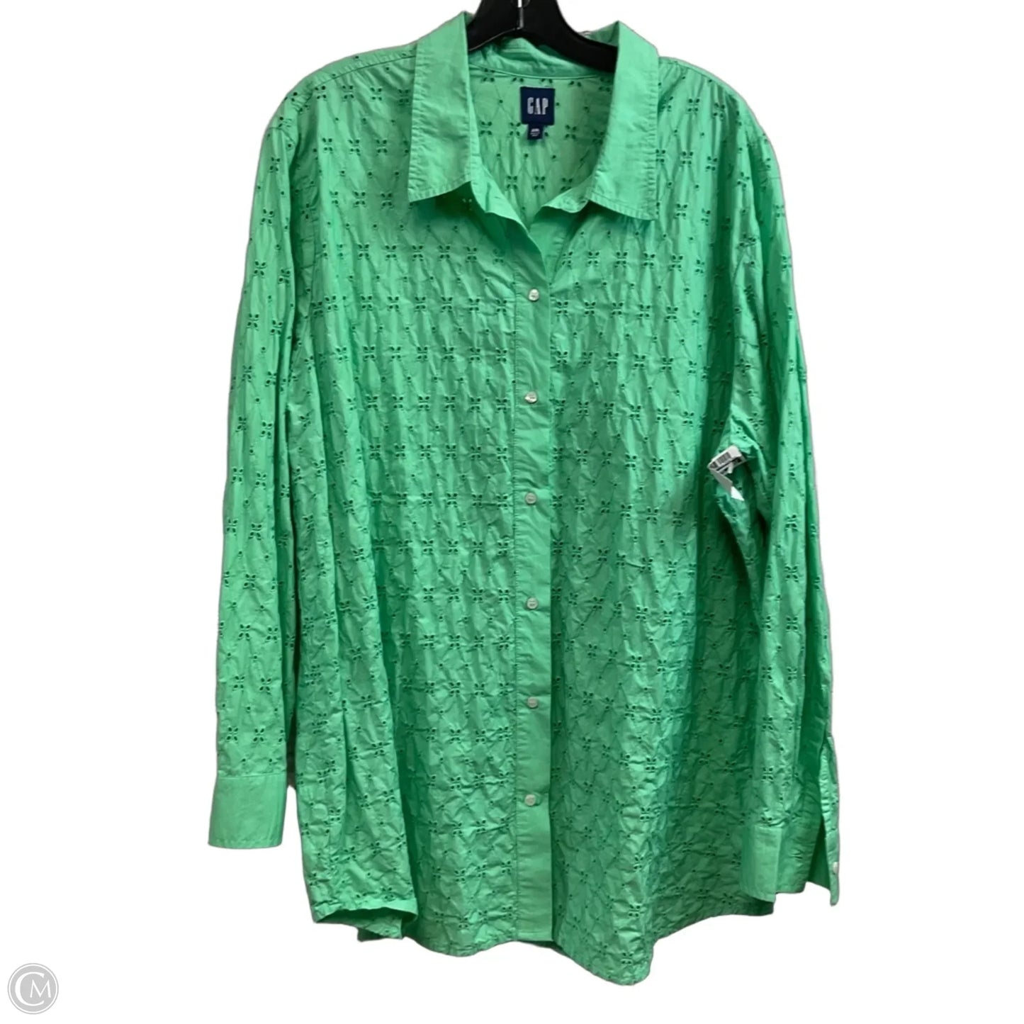 Blouse Long Sleeve By Gap In Green, Size: Xxl