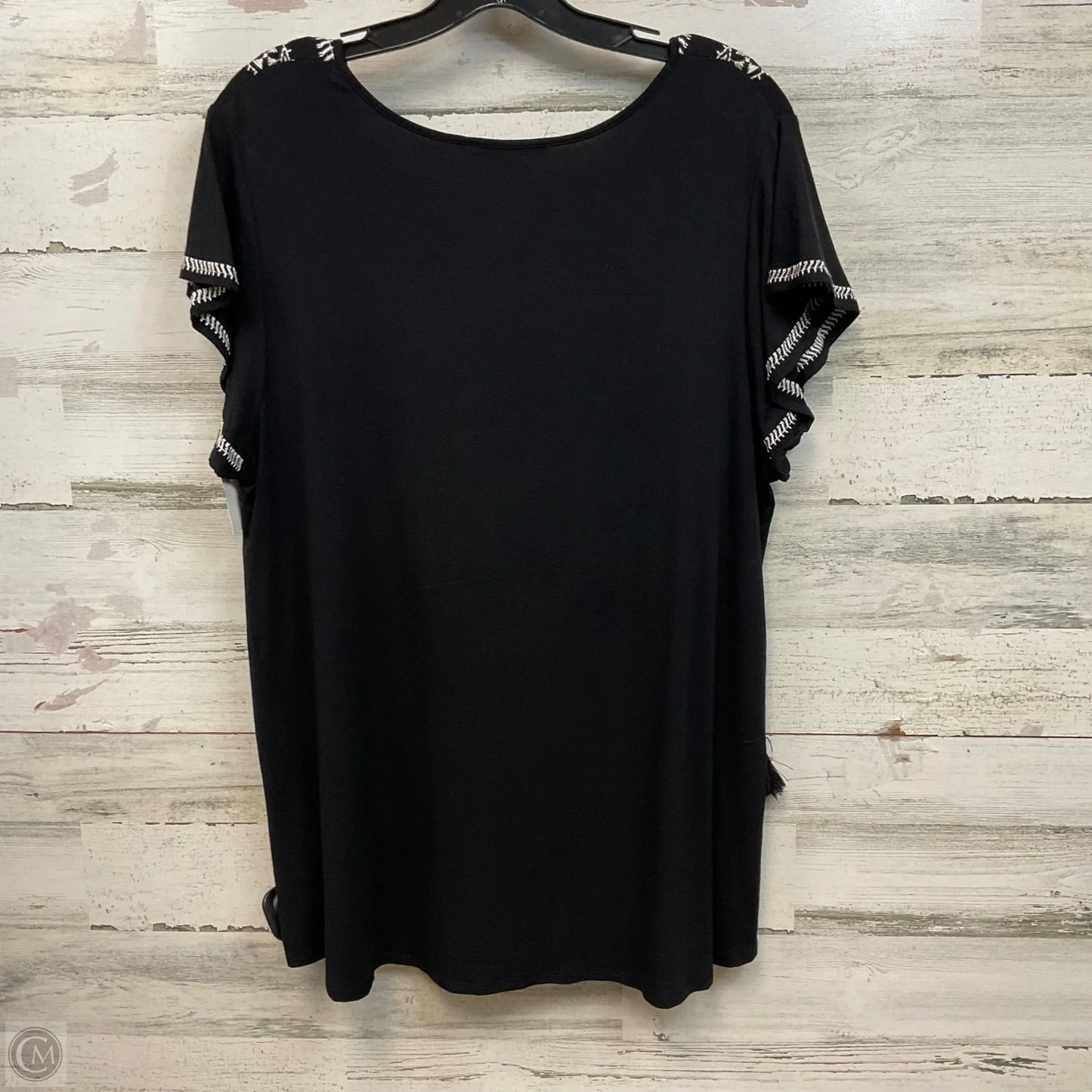 Top Short Sleeve By Adrianna Papell In Black, Size: 2x