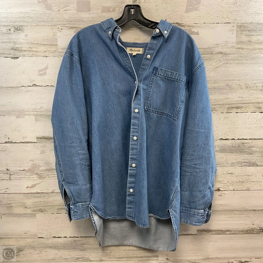 Blouse Long Sleeve By Madewell In Blue Denim, Size: L