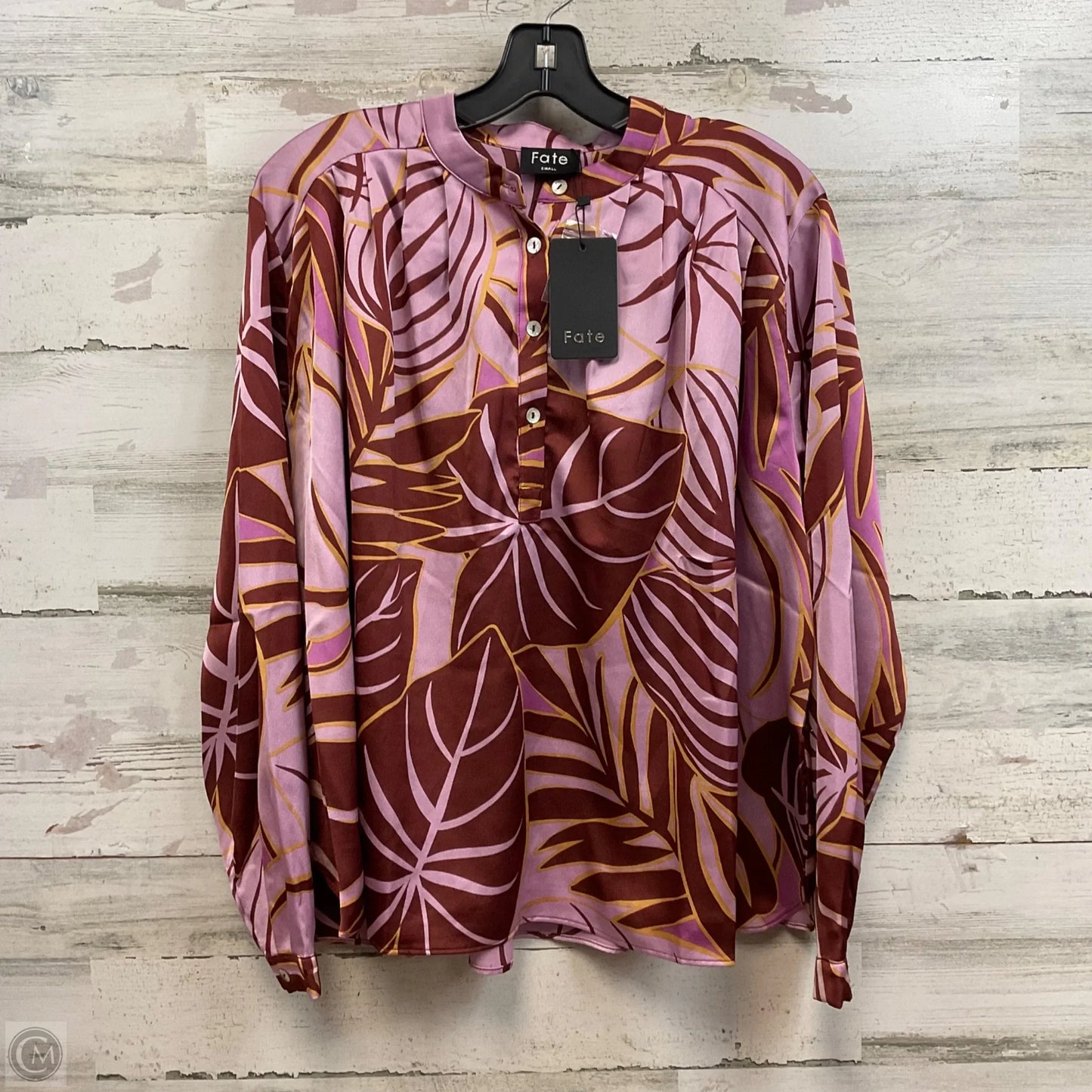 Blouse Long Sleeve By Fate In Pink, Size: S