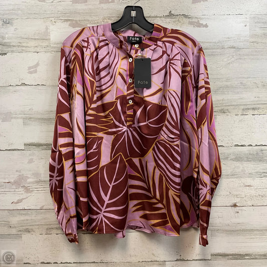 Blouse Long Sleeve By Fate In Pink, Size: S