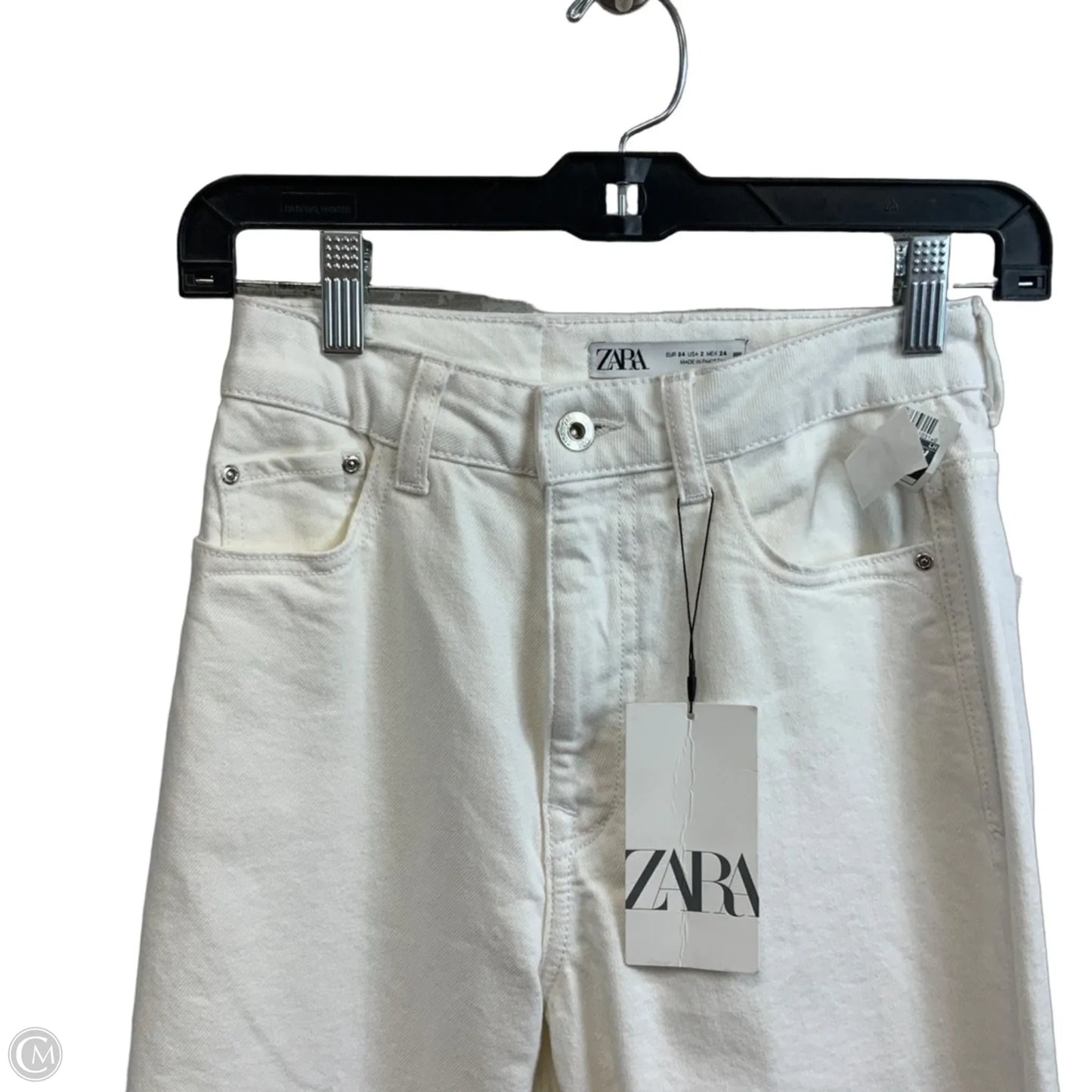 Jeans Straight By Zara In White Denim, Size: 2