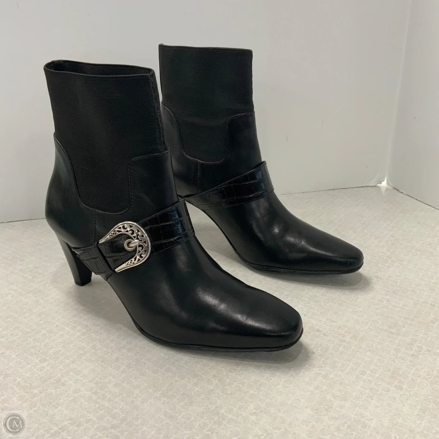 Boots Ankle Heels By Brighton In Black, Size: 8