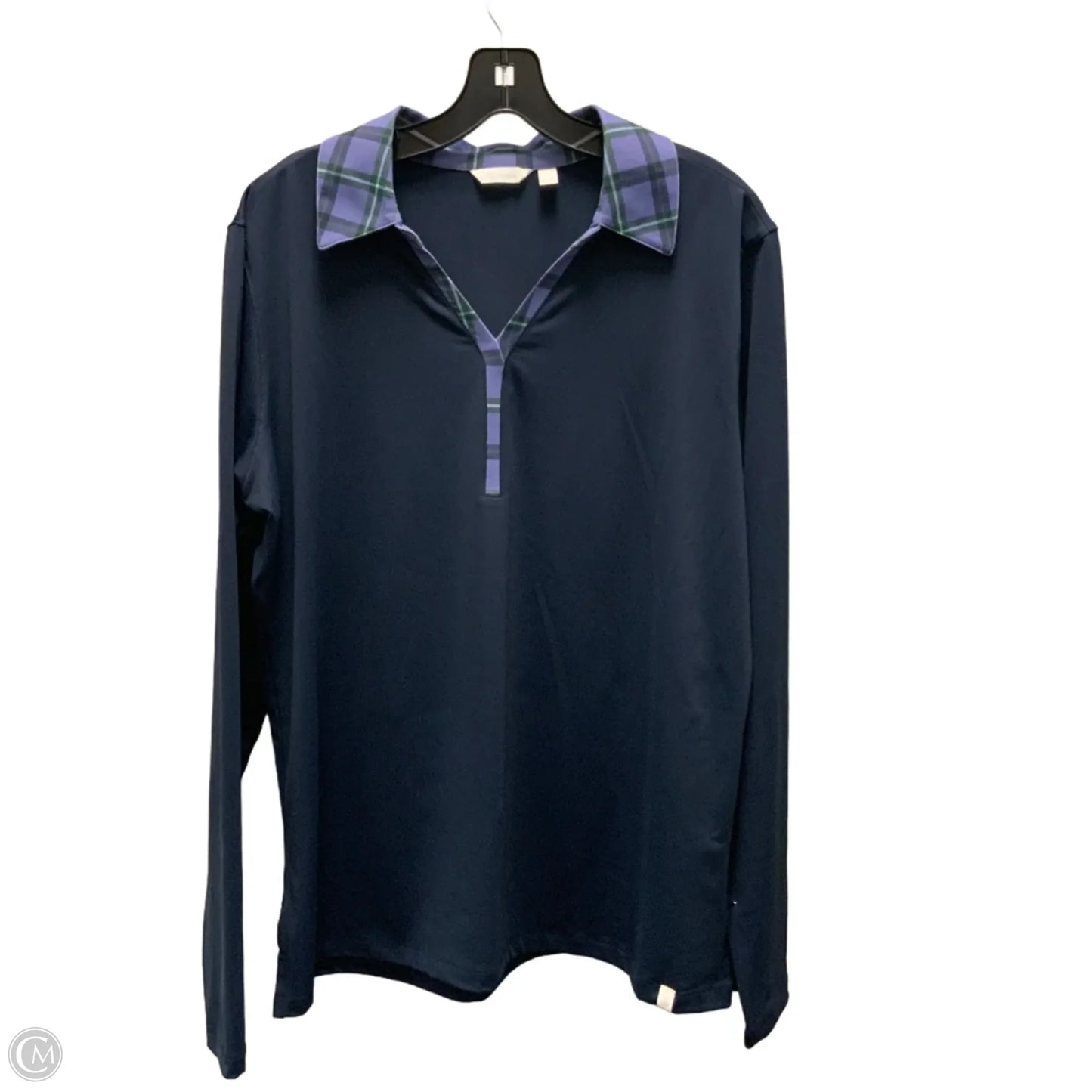 Athletic Top Long Sleeve Collar By Lady Hagen In Navy, Size: Xl