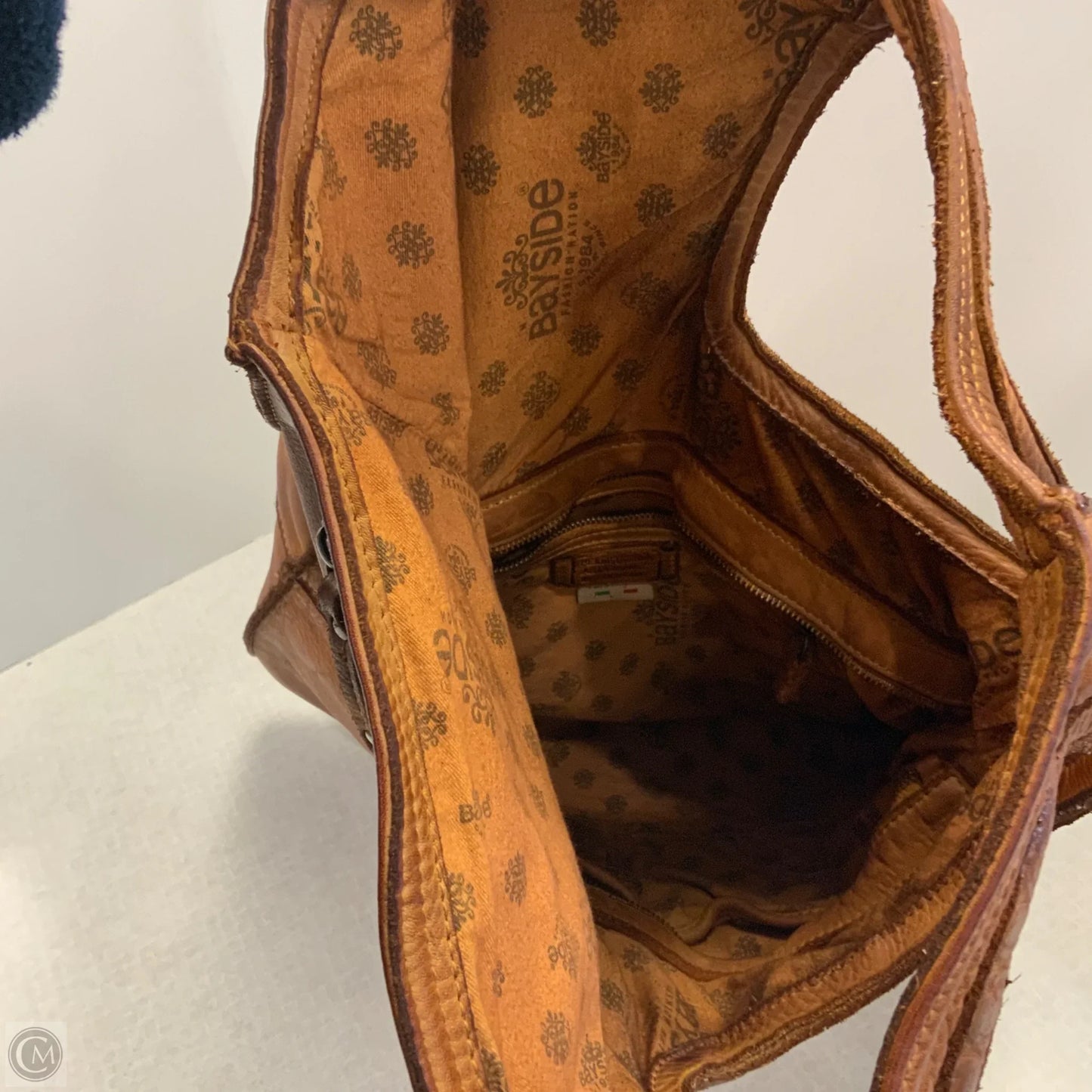 Handbag Leather By Bayside, Size: Large