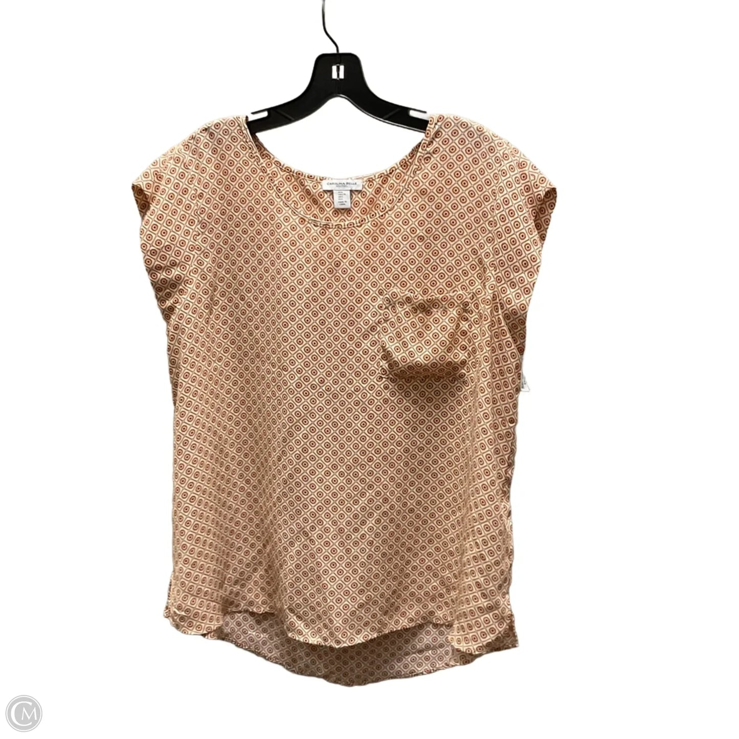 Top Short Sleeve By Carolina Belle In Beige, Size: L
