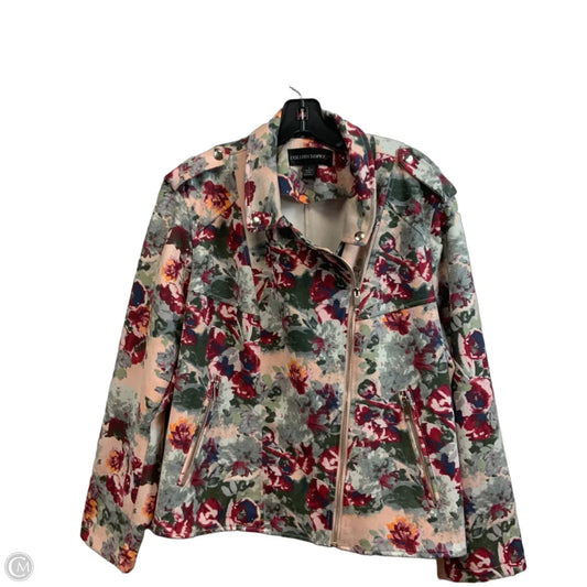 Jacket Moto By Colleen Lopez In Green & Pink, Size: 1x
