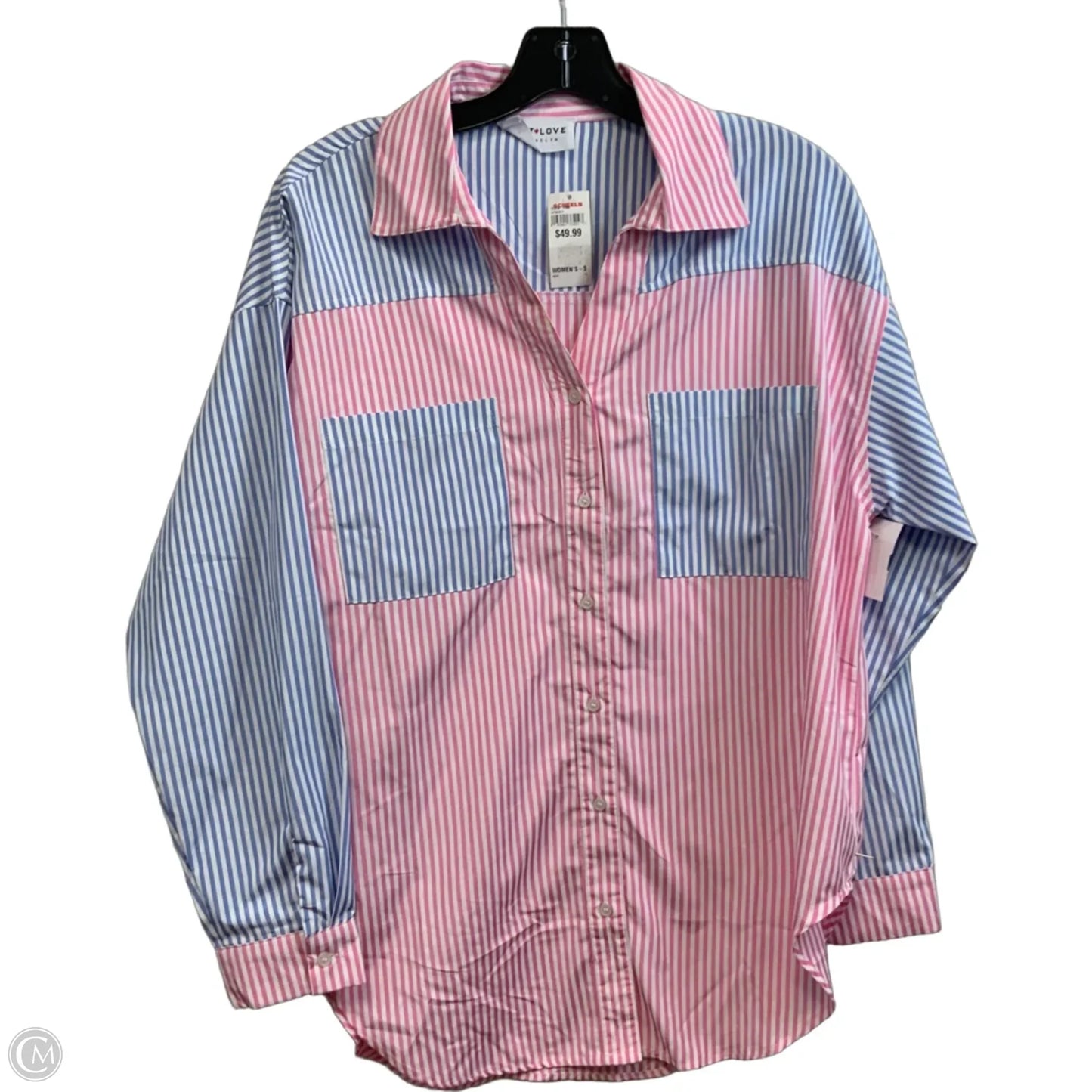 Blouse Long Sleeve By First Love In Blue & Pink, Size: S