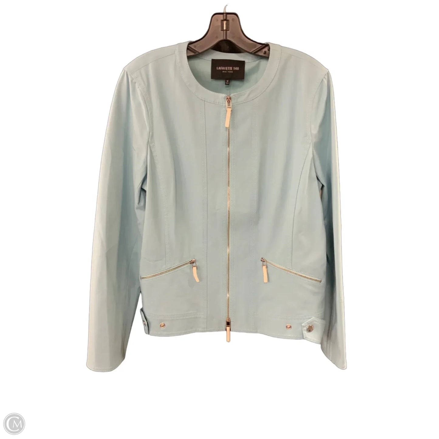Jacket Designer By Lafayette 148 In Blue, Size: L