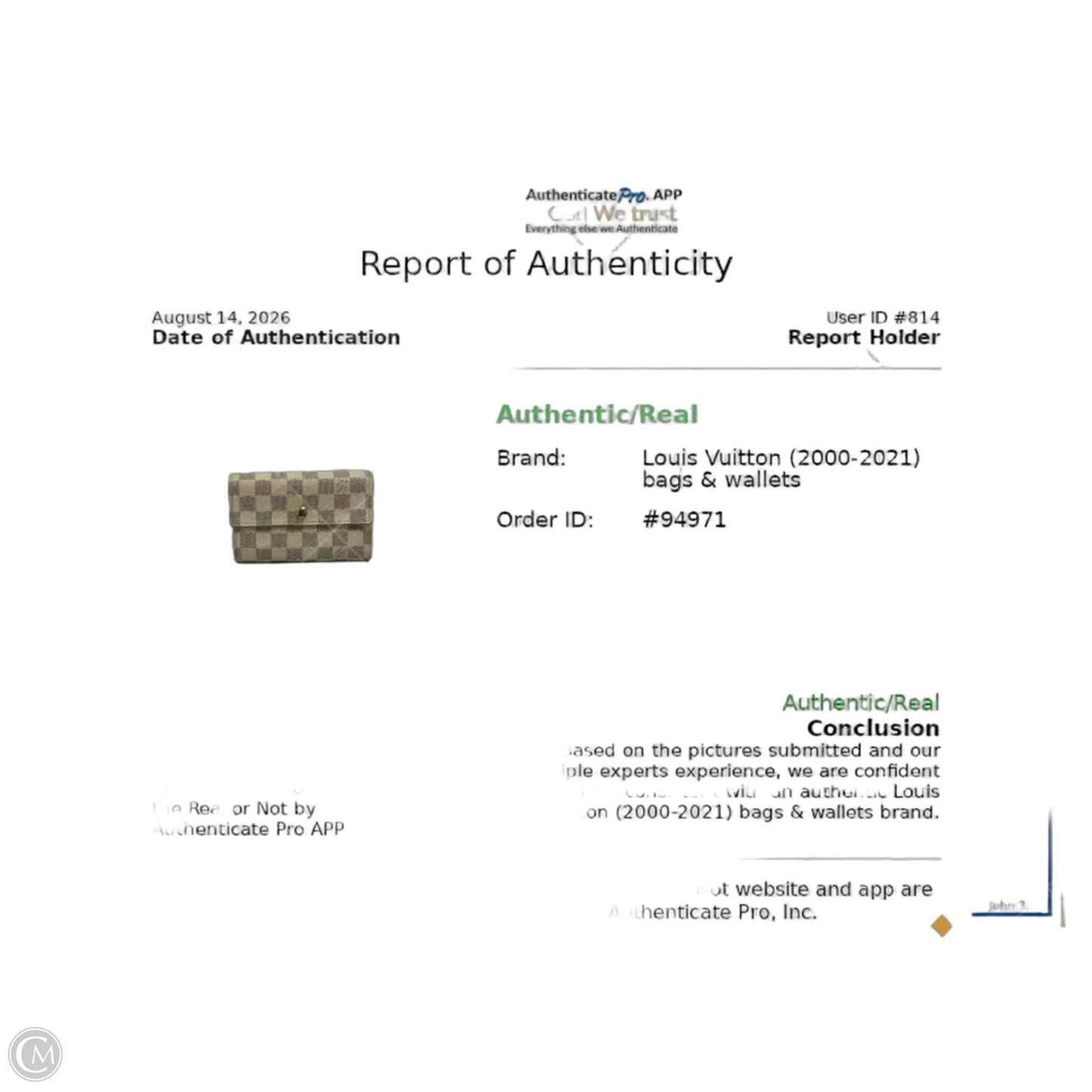 Wallet Luxury Designer By Louis Vuitton, Size: Small