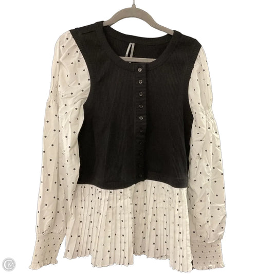 Top Long Sleeve By Anthropologie In Black & White, Size: L