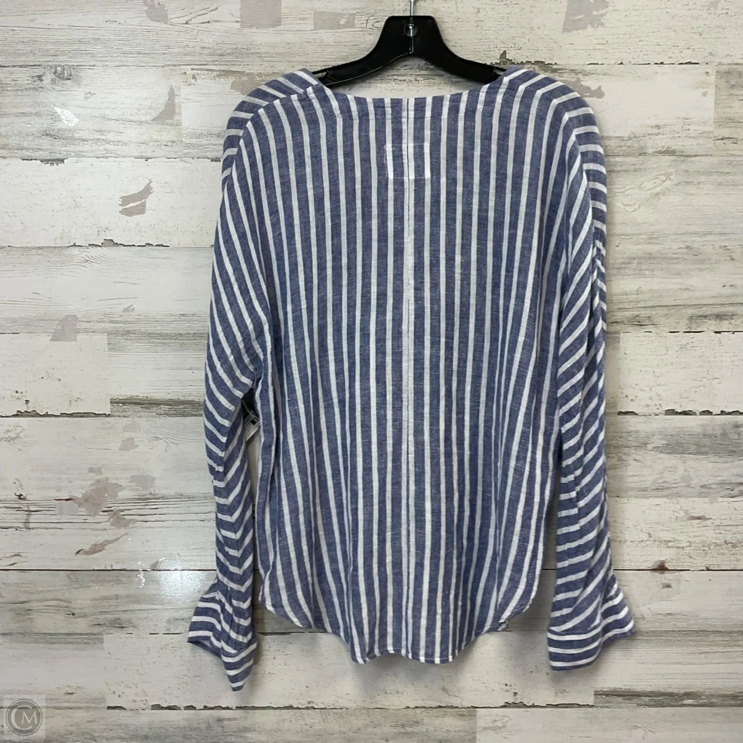 Blouse Long Sleeve By Rails In Blue & White, Size: M
