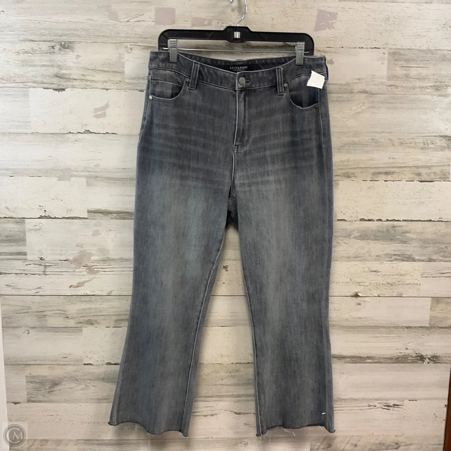 Jeans Wide Leg By Liverpool In Black Denim, Size: 12