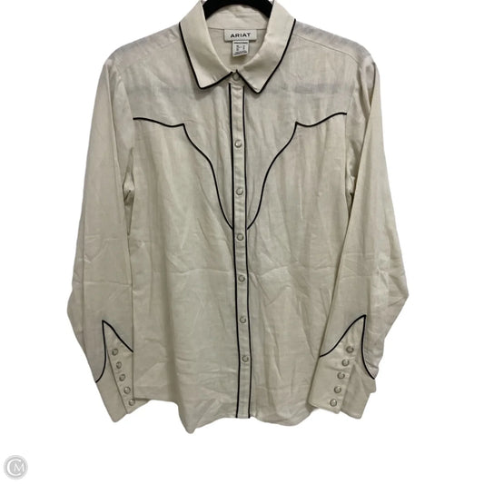 Blouse Long Sleeve By Ariat In Black & Cream, Size: M