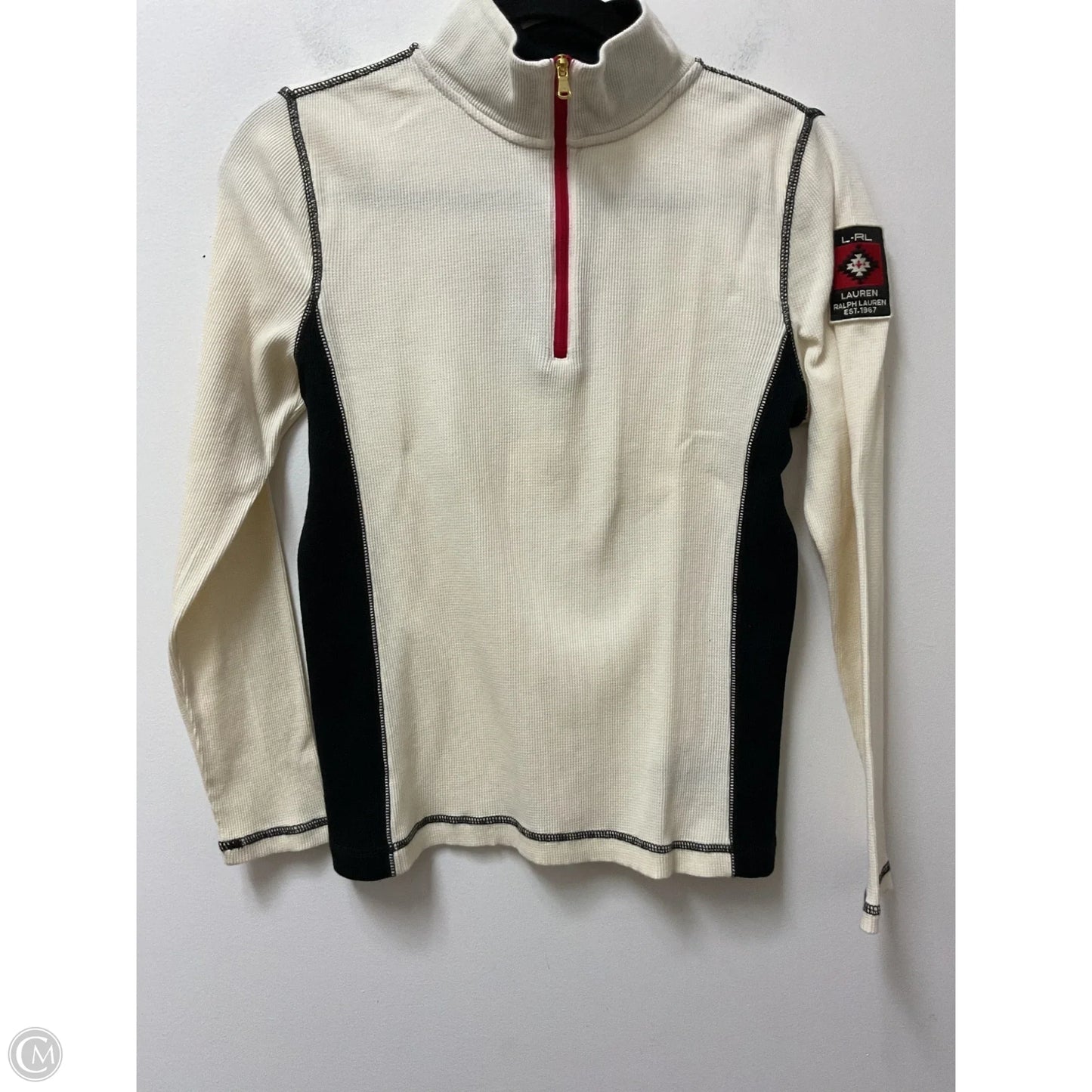 Athletic Top Long Sleeve Collar By Lauren By Ralph Lauren In Cream, Size: M