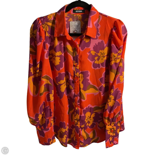 Blouse Long Sleeve By Btfbm In Orange & Purple, Size: S