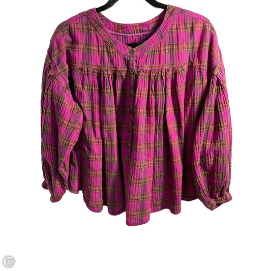 Top Long Sleeve By Free People In Pink, Size: S