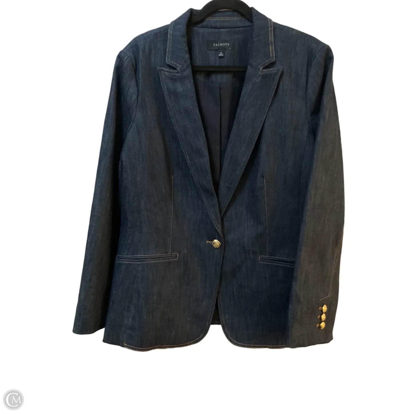 Blazer By Talbots In Blue Denim, Size: 16