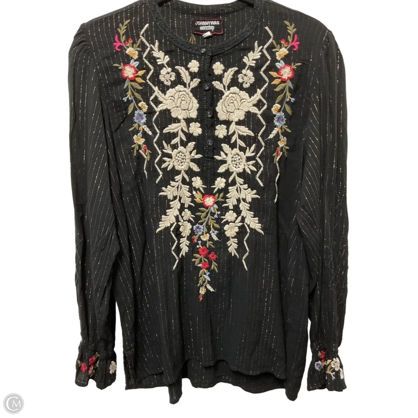 Top Long Sleeve Designer By Johnny Was In Black, Size: L