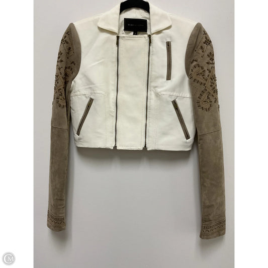 Jacket Moto By Bcbg In Cream & Tan, Size: Xs